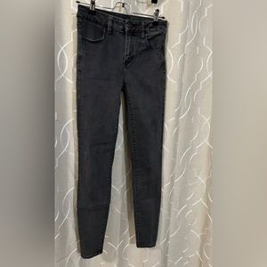 American Eagle Outfitters Womens Black Faded Jeans Next Level Size 4 Long